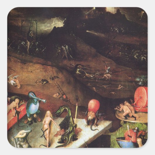 Sticker Carré Hieronymus Bosch peinture art (Devant)