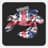 Sticker Carré HIFlag de la tribu Hawaii Honu (Devant)