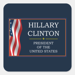 Sticker Carré Hillary Clinton Président V3