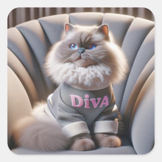 Sticker Carré Himalaya Diva Chat (Devant)
