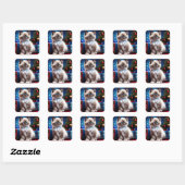 Sticker Carré Himalayan Kitten présente Noël (Feuille)