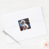 Sticker Carré Himalayan Kitten présente Noël (Enveloppe)