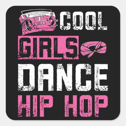 Sticker Carré Hip hop de danse pour filles (Devant)
