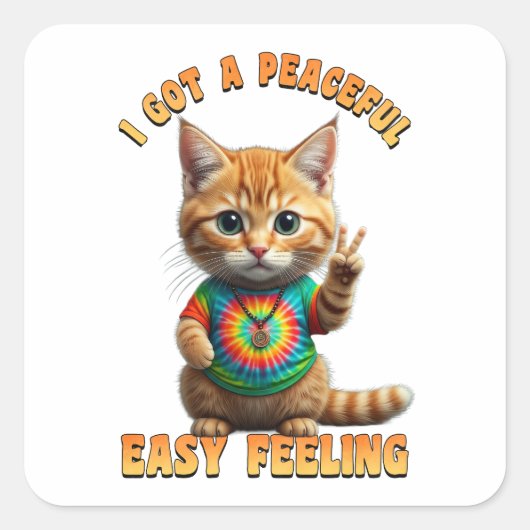 Sticker Carré Hippie Boho Peaceful Easy Feeling Rabbit Bunny (Devant)