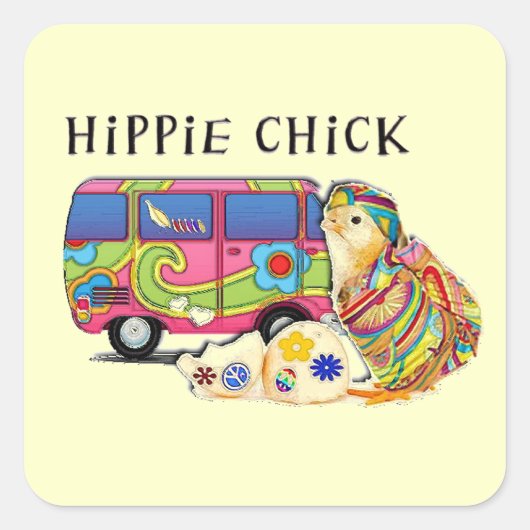 Sticker Carré Hippie chick (Devant)