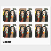 Sticker Carré Hippie d'Halloween Retriever d'or (Feuille)