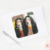 Sticker Carré Hippie d'Halloween Retriever d'or (Enveloppe)