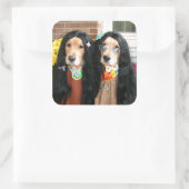 Sticker Carré Hippie d'Halloween Retriever d'or (Sac)