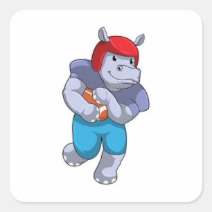 Sticker Carré Hippo à Football Sports