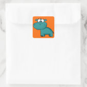 Sticker Carré Hippo heureux bleu (Sac)