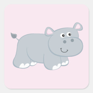 Sticker Carré Hippo mignon
