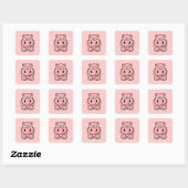 Sticker Carré Hippo rose mignon (Feuille)