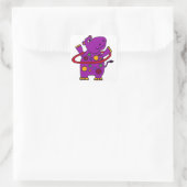 Sticker Carré Hippo violet amusant Jouer Hula Hoop (Sac)