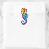 Sticker Carré Hippocampe polygonal arc-en-ciel (Sac)