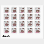 Sticker Carré Hippopotame Brun Merci (Feuille)