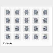Sticker Carré Hippopotame mignon (Feuille)