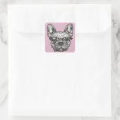 Sticker Carré Hipster Bulldog (Sac)
