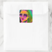 Sticker Carré Hipster cool en Lunettes de soleil Art moderne uni (Sac)