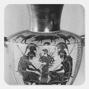 Sticker Carré Hirate à silhouette noire