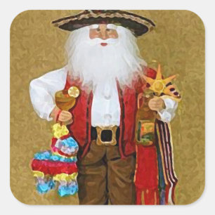 Sticker Carré Hispanique Mexicaine Sud-Ouest Texan Santa Claus