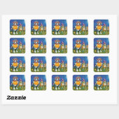 STICKER CARRÉ HISS N'FITZ CHATS, TRICK OU TRAITER FUNNY HALLOWEE (Feuille)