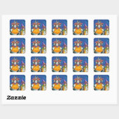 STICKER CARRÉ HISS N'FITZ CHATS, TRICK OU TRAITER FUNNY HALLOWEE (Feuille)