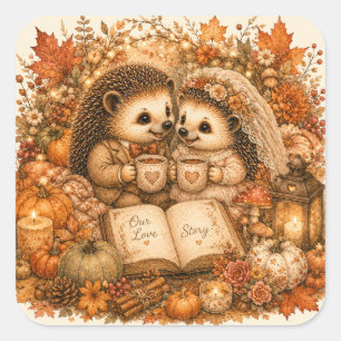 Sticker Carré Histoire d'amour de mariage d'automne de couple de