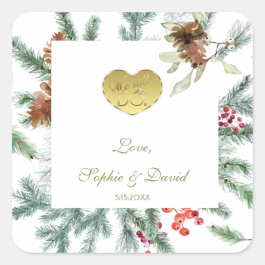 Sticker Carré Hiver 50e Mariage Nous le faisons toujours (Devant)