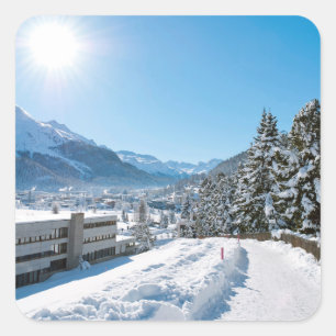 Sticker Carré Hiver à St. Moritz