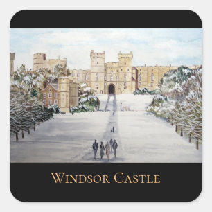 Sticker Carré Hiver à Windsor Castle Paysage Peinture