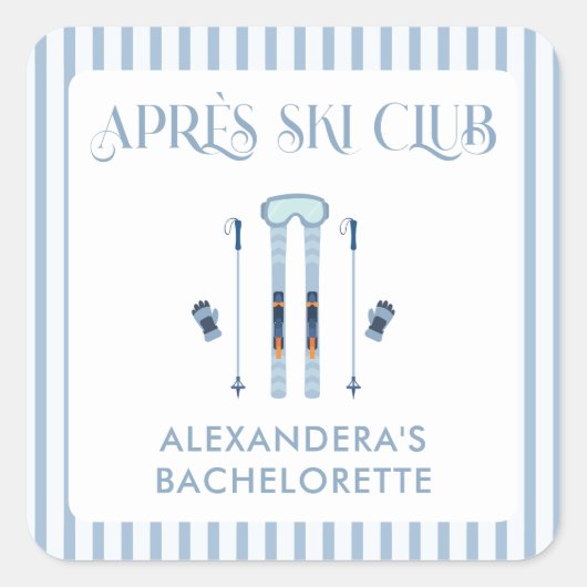 Sticker Carré Hiver Avant Ski Bachelorette Party (Devant)