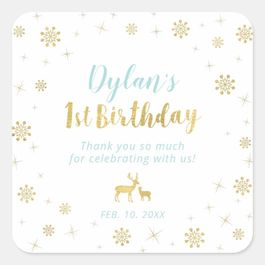 Sticker Carré Hiver Conderland, Custom Gold 1er Anniversaire aut (Devant)