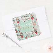 Sticker Carré Hiver Florest Animaux Motif de Noël (Enveloppe)