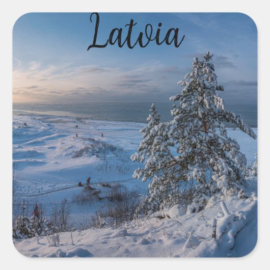 Sticker Carré Hiver neigeux Côte balte (Devant)