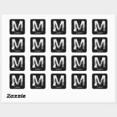Sticker Carré Hiver Wonderland Alphabet M Monogramme | Loup de n (Feuille)
