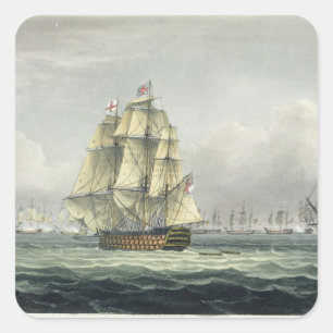 Sticker Carré HMS Victory sailing for the French line flanked by