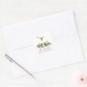 Sticker Carré Ho Ho Ho Candy Cane Cocktail Martini Couples (Enveloppe)
