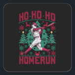 Sticker Carré Ho Ho Homerun Baseball Laid Christmas Sweat<br><div class="desc">Ho Ho Homerun Baseball Laid Christmas Sweat Party</div>