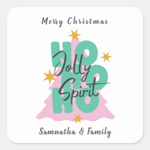 Sticker Carré Ho Ho Merry Christmas custom name