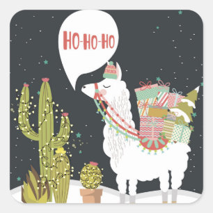 Sticker Carré Ho-HoHo Holiday Llama