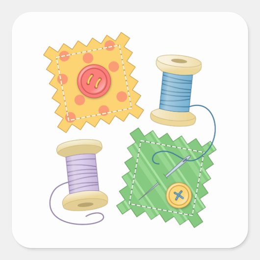 Sticker Carré Hobby D'Artisanat De Couture (Devant)