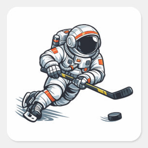 Sticker Carré Hockey Astronaute