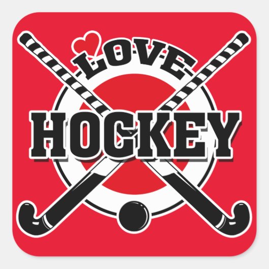 Sticker Carré Hockey - Love Hockey (Devant)