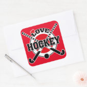 Sticker Carré Hockey - Love Hockey (Enveloppe)