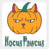 Sticker Carré Hocus pawcus Halloween citrouille ginger cat magie (Devant)