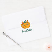 Sticker Carré Hocus pawcus Halloween citrouille ginger cat magie (Enveloppe)