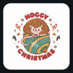 Sticker Carré Hoggy Christmas Hedgehog<br><div class="desc">Hoggy Christmas Hedgehog</div>