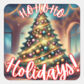 Sticker Carré HoHoHo Vacances ! (Devant)