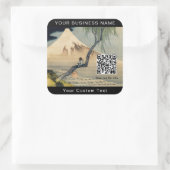Sticker Carré Hokusai - Garçon regardant le Mont Fuji - QR Code (Sac)