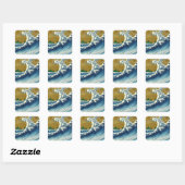 Sticker Carré Hokusai Grande Vague Japon Océan Vintage (Feuille)